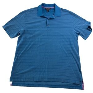 Brooks Brothers Men's Performance Polo Shirt Blue Striped Short Sleeve XL Preppy